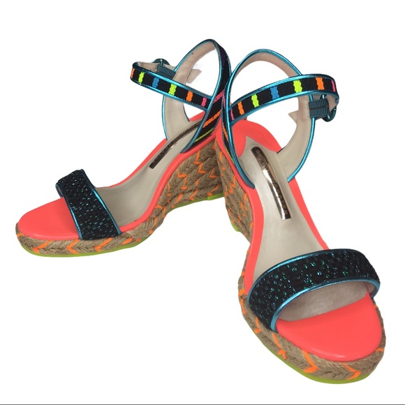 Sophia Webster Multicolor Neon Espadrille Wedges - Picture 1 of 11